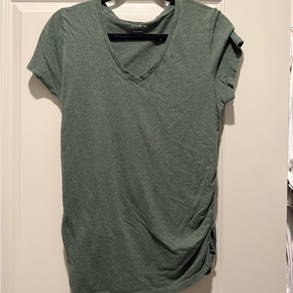 Isabel Maternity Green Ruched Short Sleeve T-Shirt